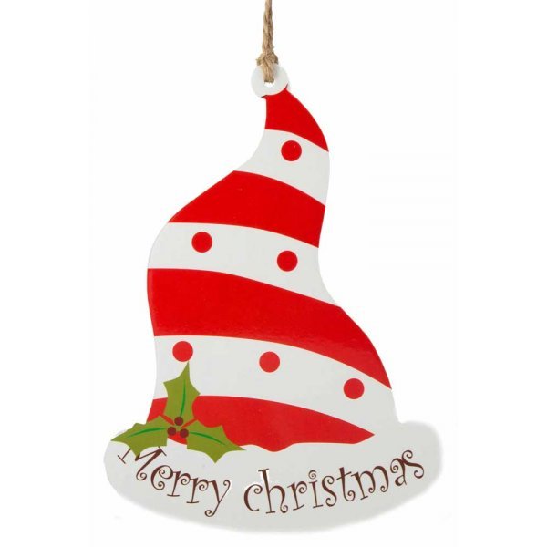 Χριστουγεννιάτικος Κρεμαστός Σκούφος, με Επιγραφή "Merry Christmas" (15cm)